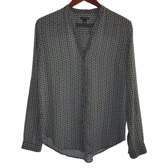 Ann Taylor Circle Print Chiffon Button Down Blouse - Picture 1 of 8